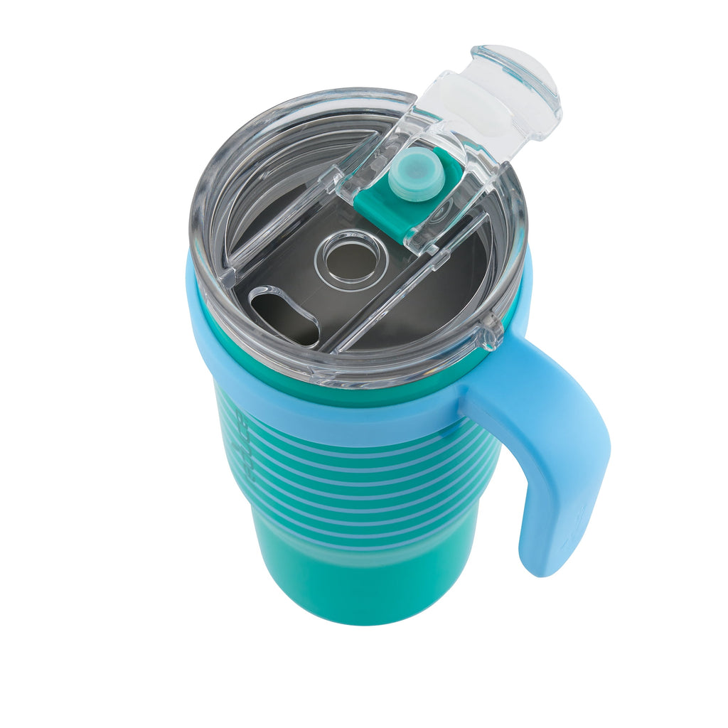 Reduce Coldee Kids Insulated Tumbler with Straw, 18oz Stainless Steel Spill-Proof Cup with Handle, Smiles