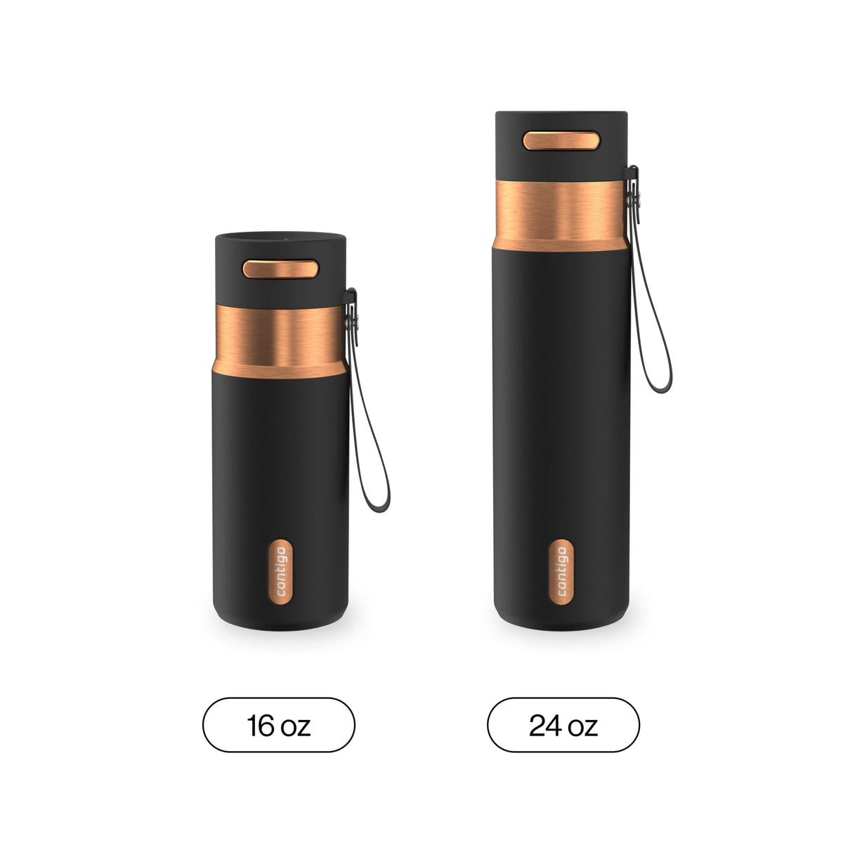 Contigo 24oz AutoSeal Insulated Stainless Steel Water Bottle, Licorice Black/Bronze