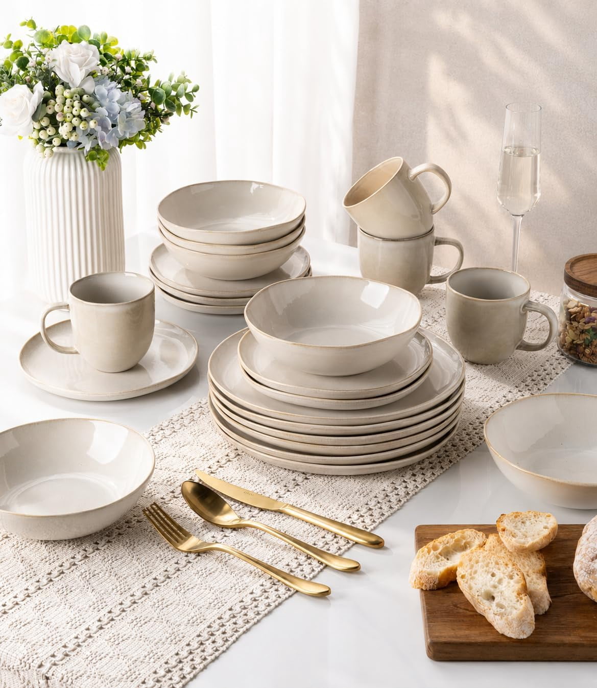 AmorArc Ceramic Dinnerware Sets,Handmade Reactive Glaze Stoneware Plates and Bowls Sets,Highly Chip and Crack Resistant | Dishwasher & Microwave Safe Dishes Set,Service for 4 Set(12pc),Reactive Glaze