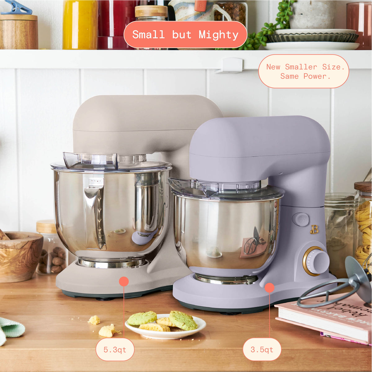 Beautiful 3.5 Qt Stand Mixer with Flat Beater, Dough Hook, Balloon Whisk, Chocolate by Drew Barrymore