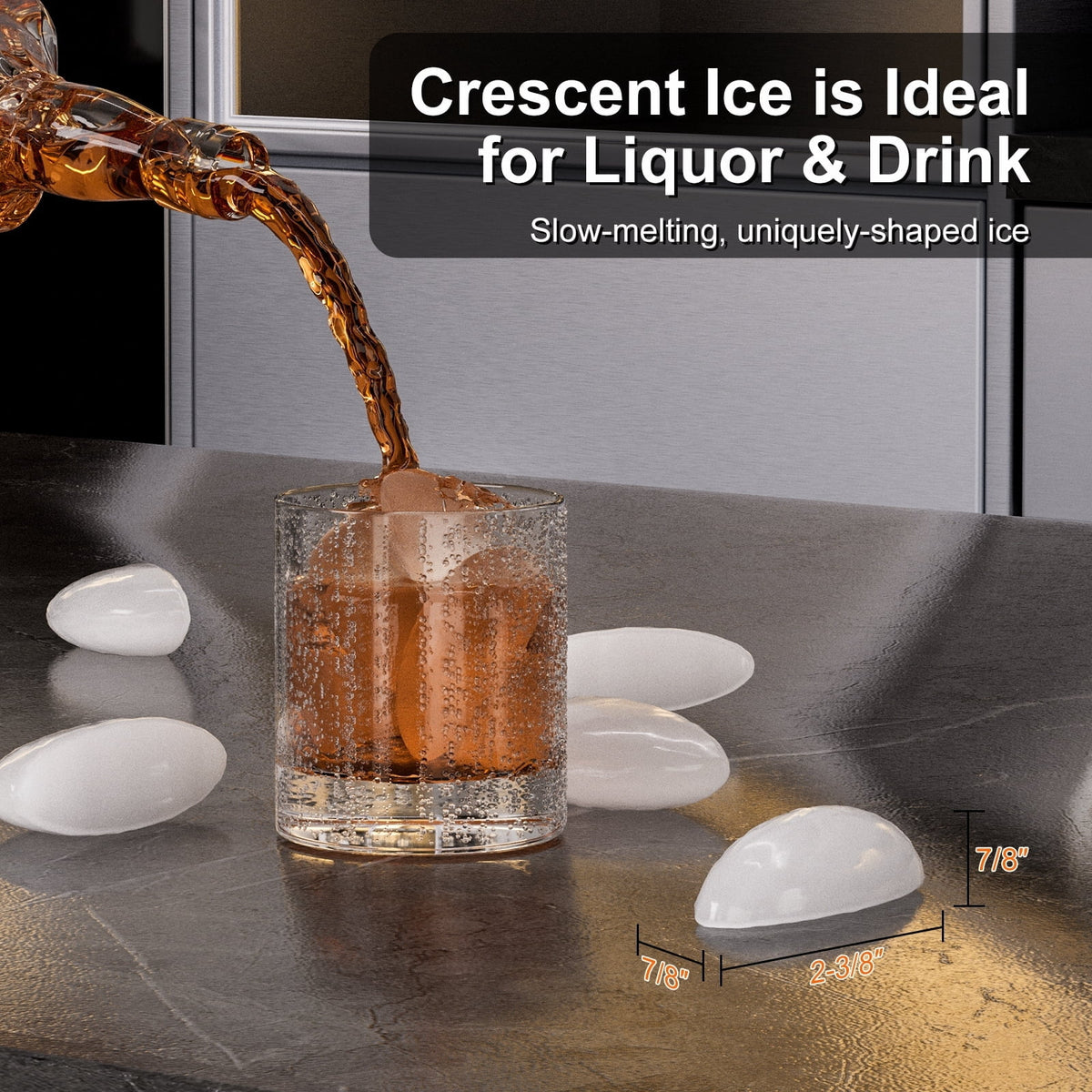 OUTBID 15" Under Counter Ice Maker Drainless, 25 lbs/24H Crescent Ice Machine with 22 lbs Storagefor Home Bar Kitchen Commercial, ETL