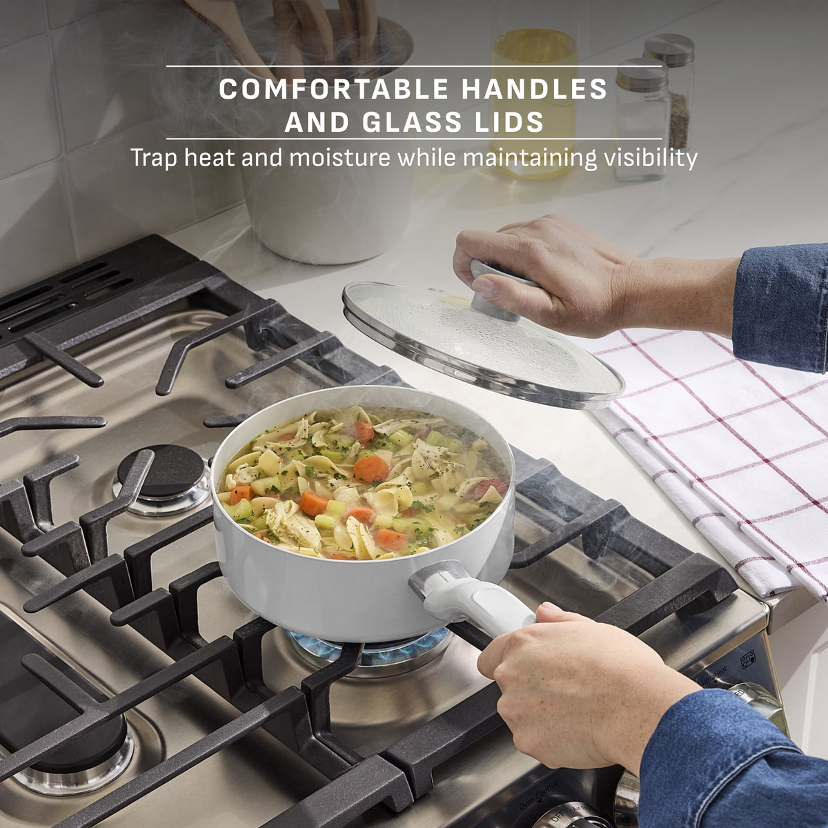 T-fal Easy Care 18 Piece Ceramic Nonstick Cookware Set, Pots and Pans, Mint Green