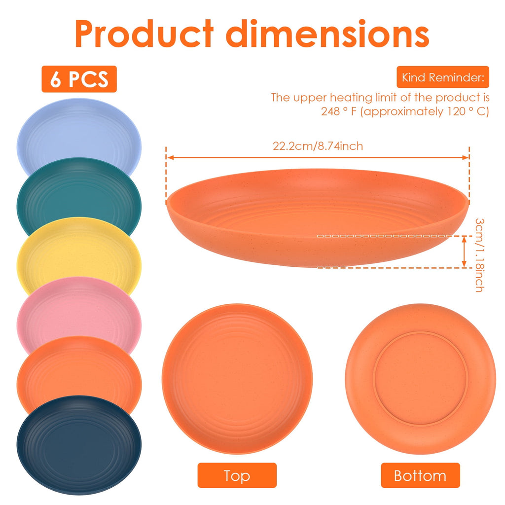 Evjurcn 6Pcs Divided Dinner Plates 3 Compartment Unbreakable Dinner Diet Plates Stackable Portion Control Dish Reusable Divider Plates Microwave Dishwasher Safe for Kids Adults Seniors