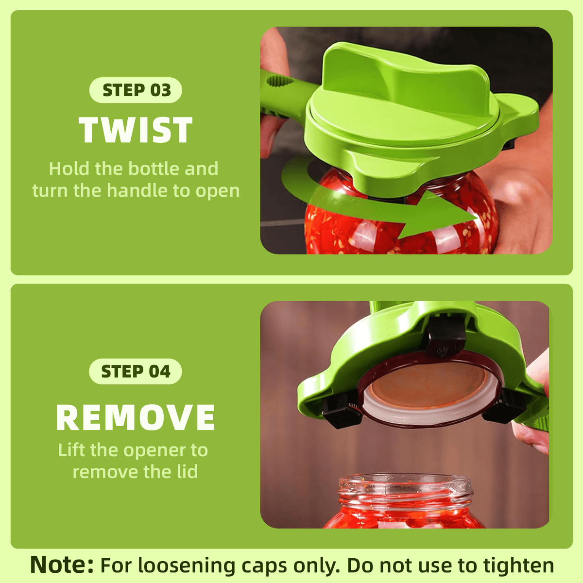 MOJINO Adjustable Jar Opener for Seniors, 4-in-1 Jar and Bottle Opener for Weak Hands, Arthritis, Fits 1-3.5 Inch Lids, Easy Grip Kitchen Gadget