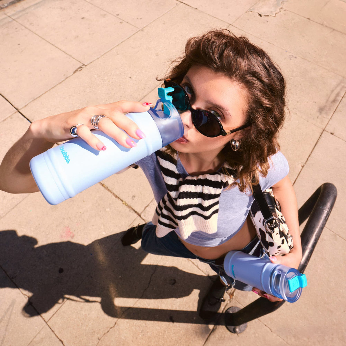 Bubba 24oz DualSip Insulated Stainless Steel Water Bottle with Straw & Sip Lid, Ocean Energy Blue/Purple