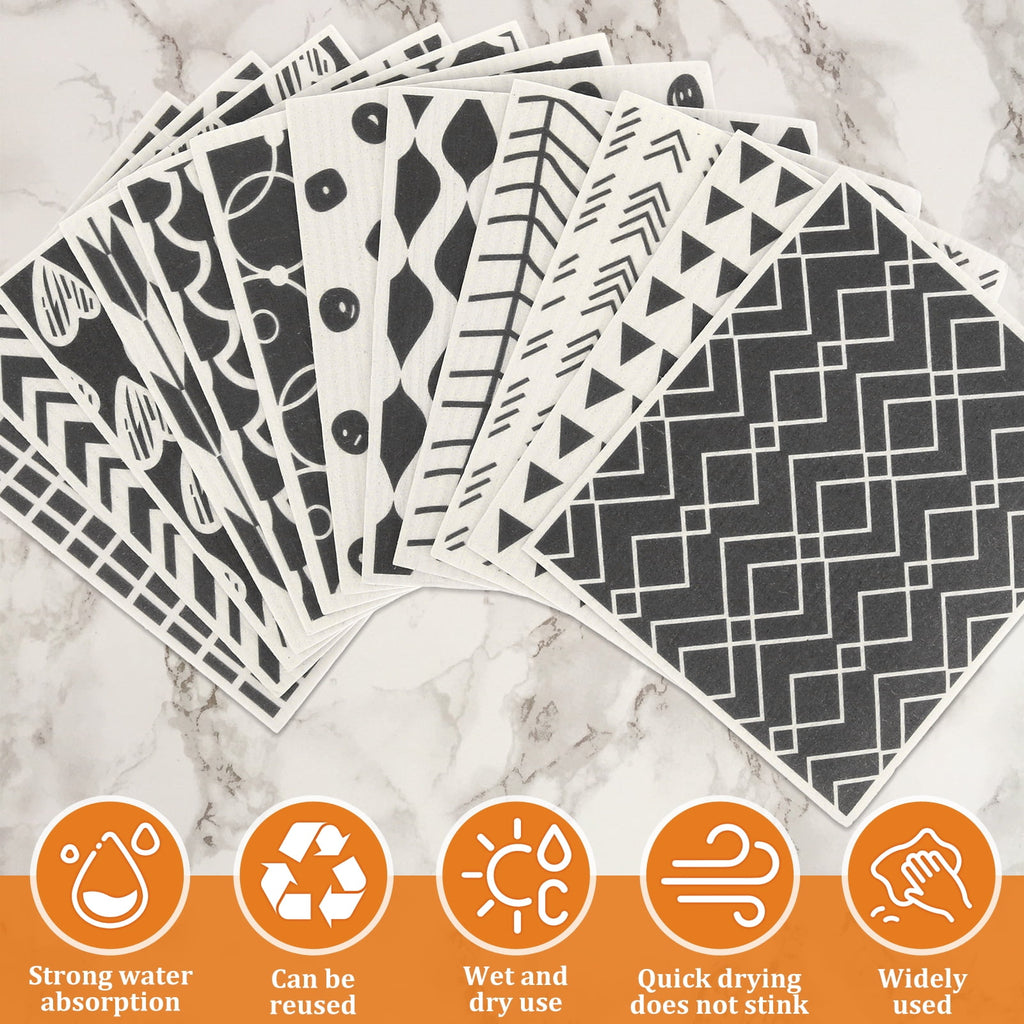 Xiyztok 12Pcs Swedish Dishcloths Highly Absorbent Kitchen Dish Cloths Reusable Dish Towels Non Scratch Dish Rags Soft Cotton Cleaning Cloth for Washing Cleaning Scrubbing Kitchen Dishes Bathroom