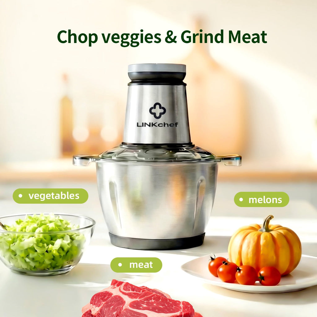 LINKChef 6-Cup Food Processor, Electric Food Chopper & Meat Grinder for Vegetables, Meat & Fruit，Dishwasher Safe