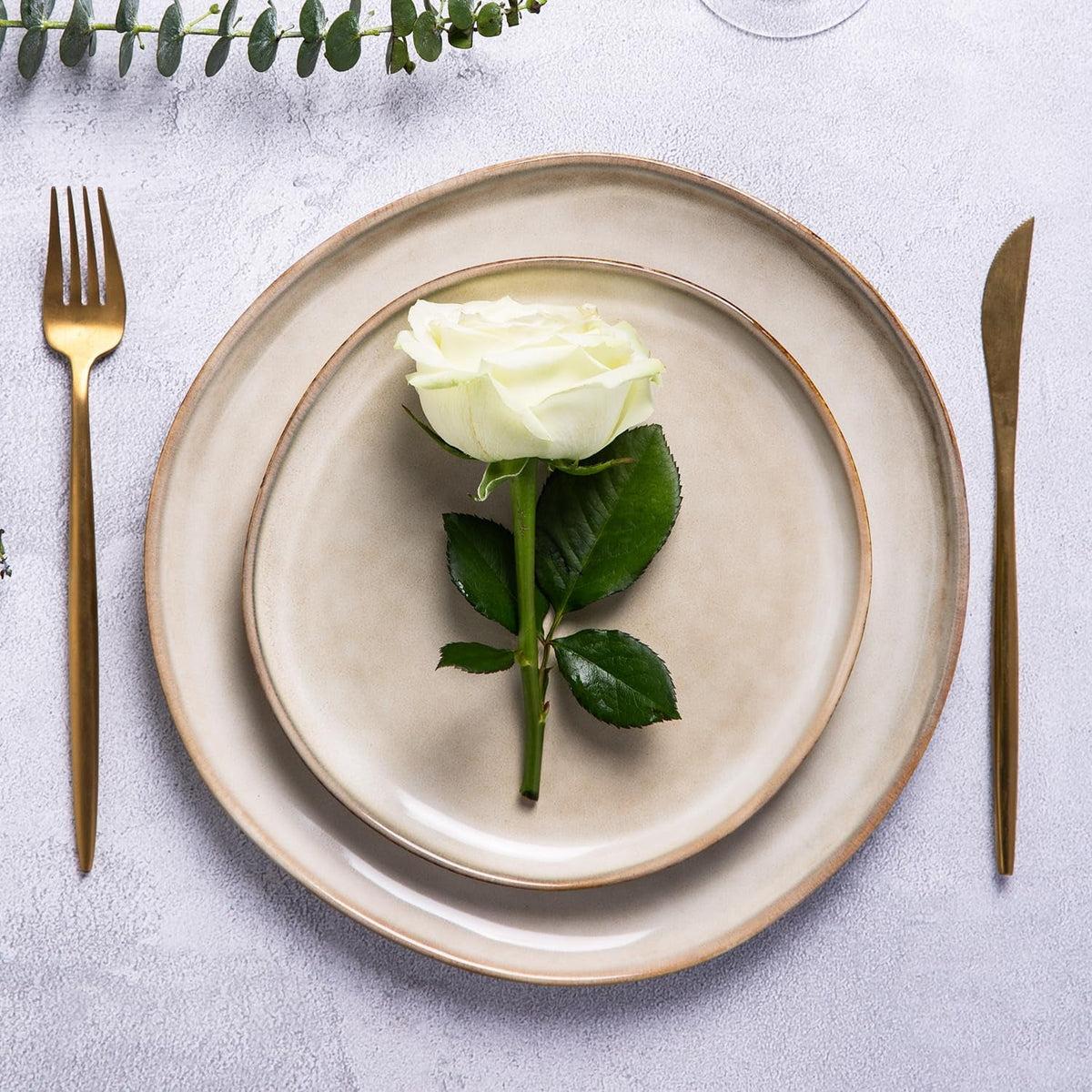 AmorArc Ceramic Plates Set of 6, 8.5 Inch Handmade Reactive Glaze Stoneware Plates set for Dessert, Salad, Appetizer, Dinner, Microwave & Dishwasher Safe, Scratch Resistant-Pearl White
