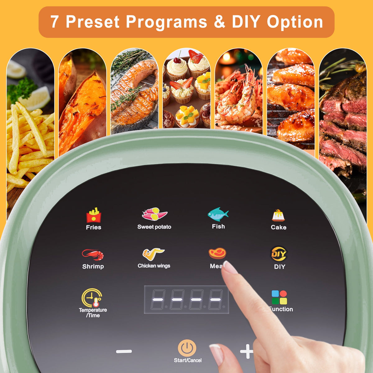 Bluebow 5 Quart Air Fryer with 360° Viewing Glass Pot, 8-in-1 Digital Touchscreen, Nonstick & Dishwasher Safe Basket, Less Oil, 1350W (White)