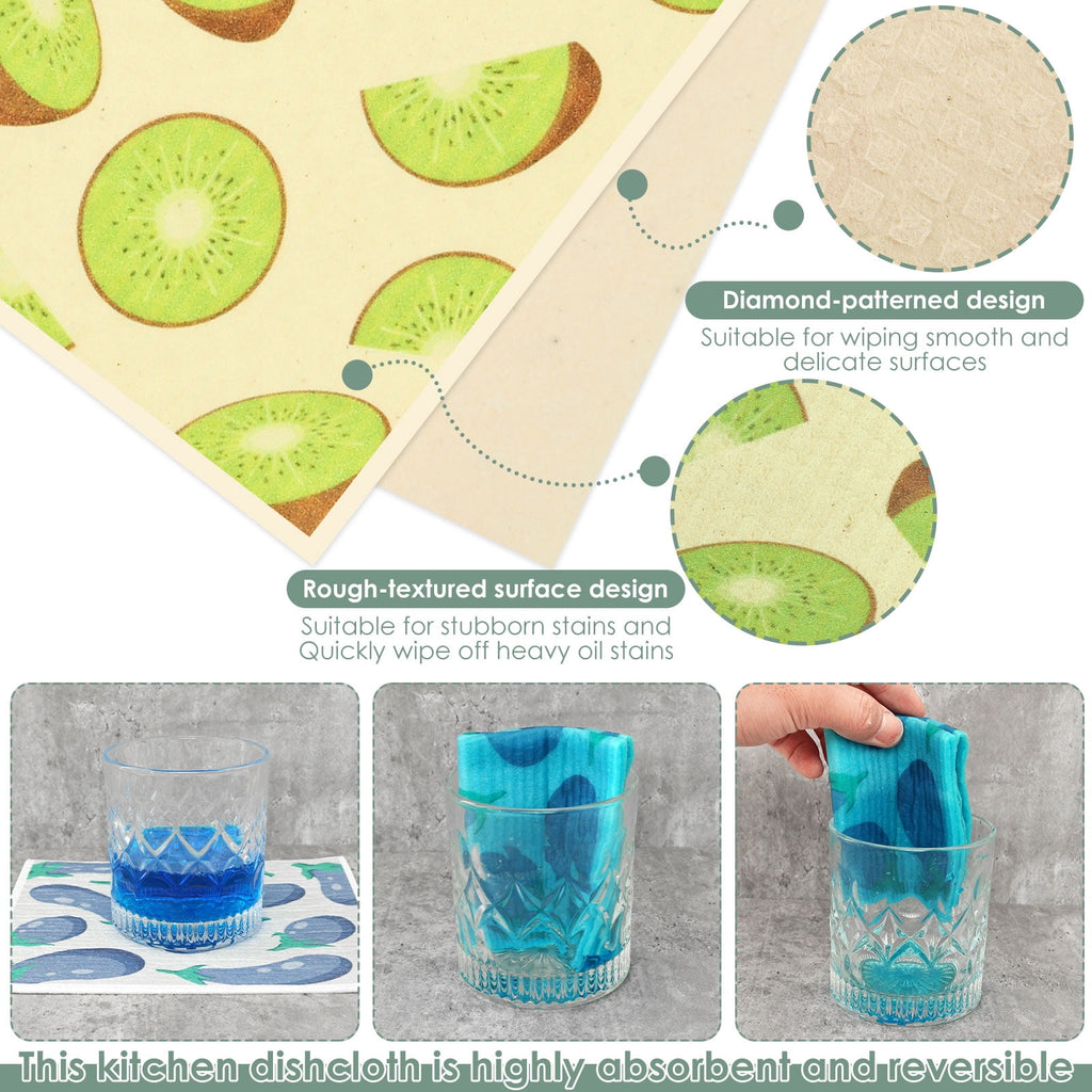 Xiyztok Kitchen Swedish Dishcloth 10 Pack Reusable Paper Towel Non Scratch Swedish Kitchen Towel Absorbent for Wiping Countertop Glass Ceramic