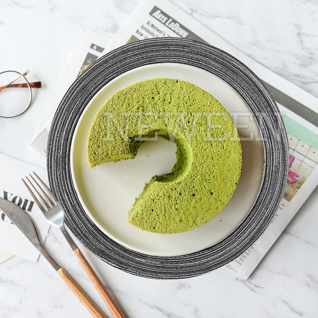 NEWEEN 15" Round Placemats Set of 6 Braided Fabric Heat Resistant Washable Table Mat for Kitchen for Kitchen Party Decor