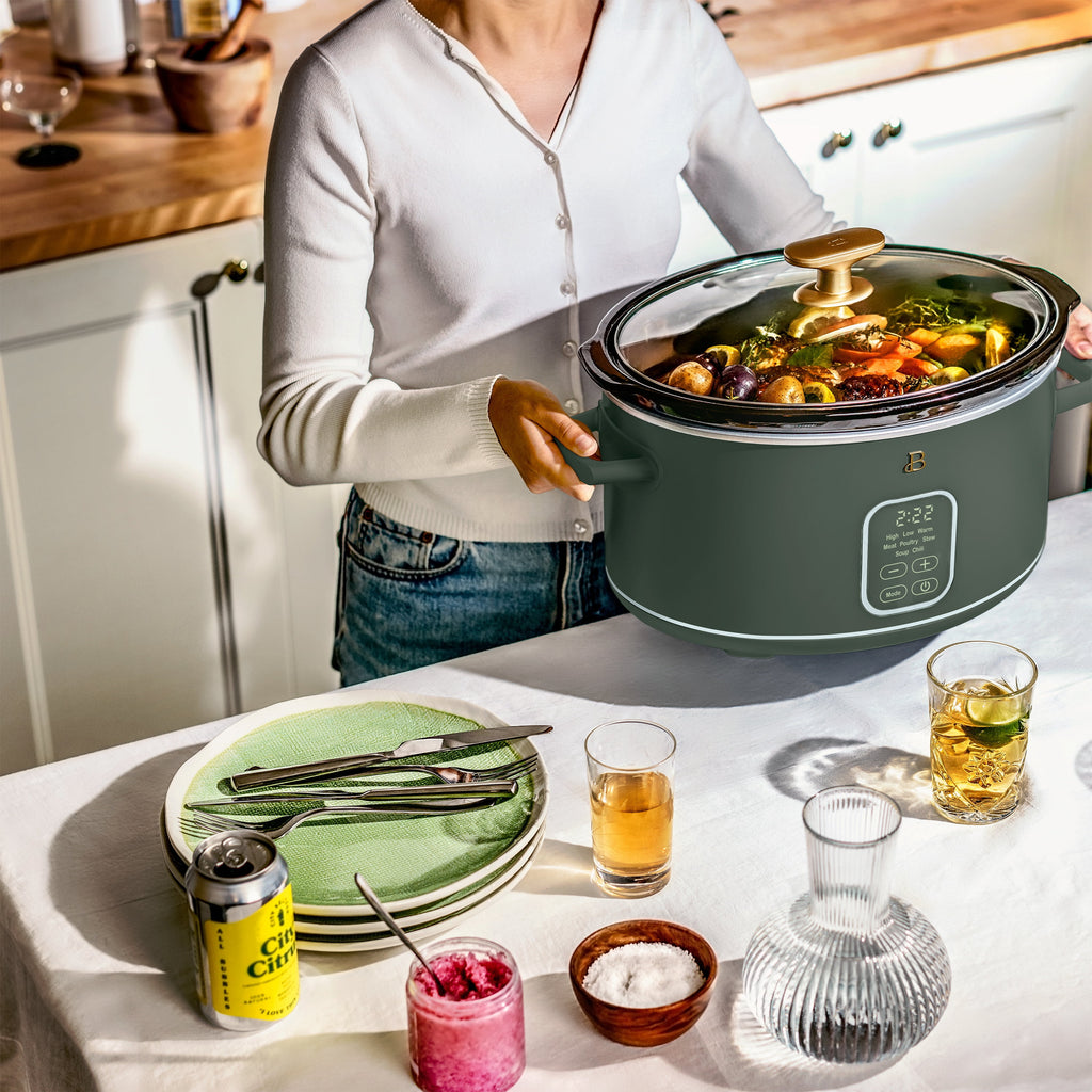 Beautiful 6 Qt Programmable Slow Cooker, Thyme Green by Drew Barrymore