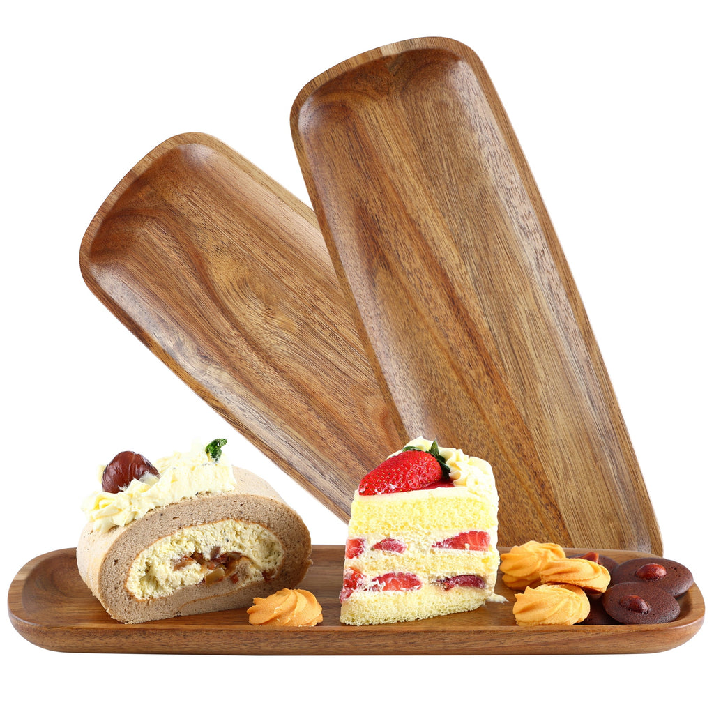 Hecef 3Pcs Charcuterie Board Platter Set, Acacia Wood Serving Tray Cheese Boards Dessert Table Display Set