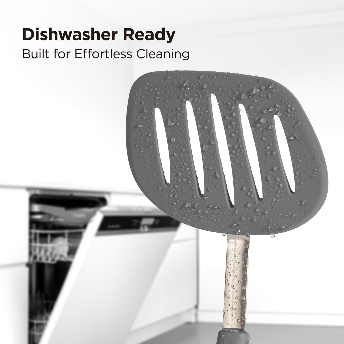 Kitchen Mama WaltzGrip Platinum Silicone Pancake Spatula Turner (Gray)