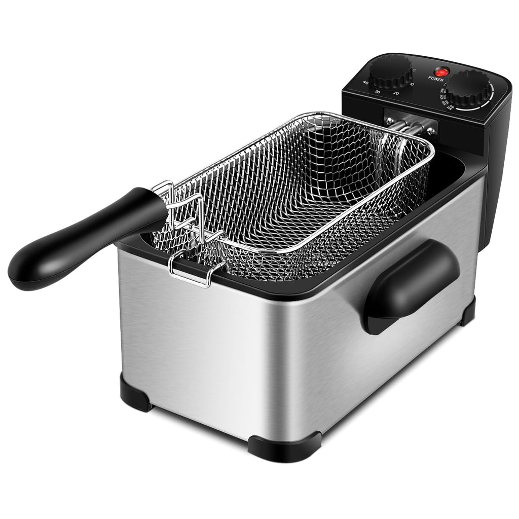 Costway Electric Deep Fryer 3.2 QT/12-Cup Stainless Steel 1700W with Frying Basket Silver