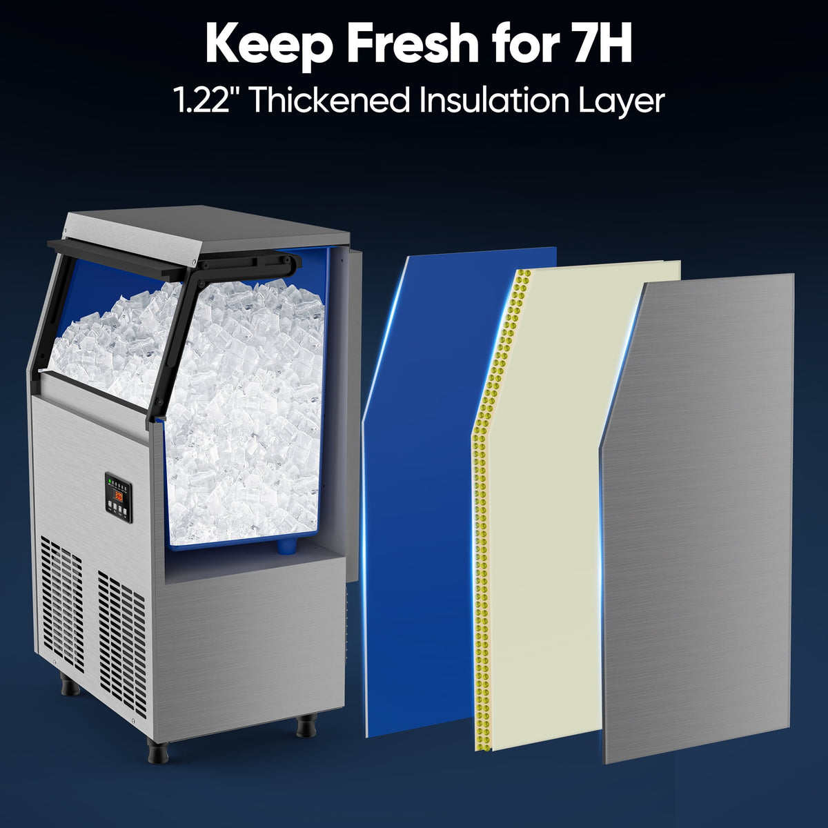 Coolski Commercial Ice Maker, 100 lbs/24H Under Counter Ice Machine, 34 lbs Bin