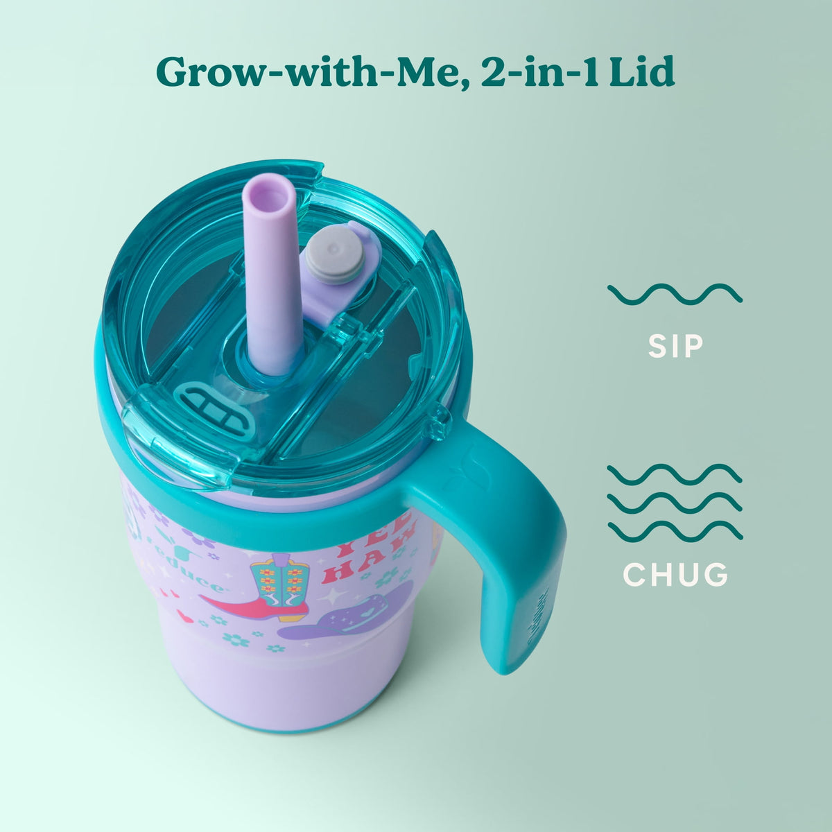 Reduce Coldee Kids Insulated Tumbler with Straw, 18oz Stainless Steel Spill-Proof Cup with Handle, Smiles