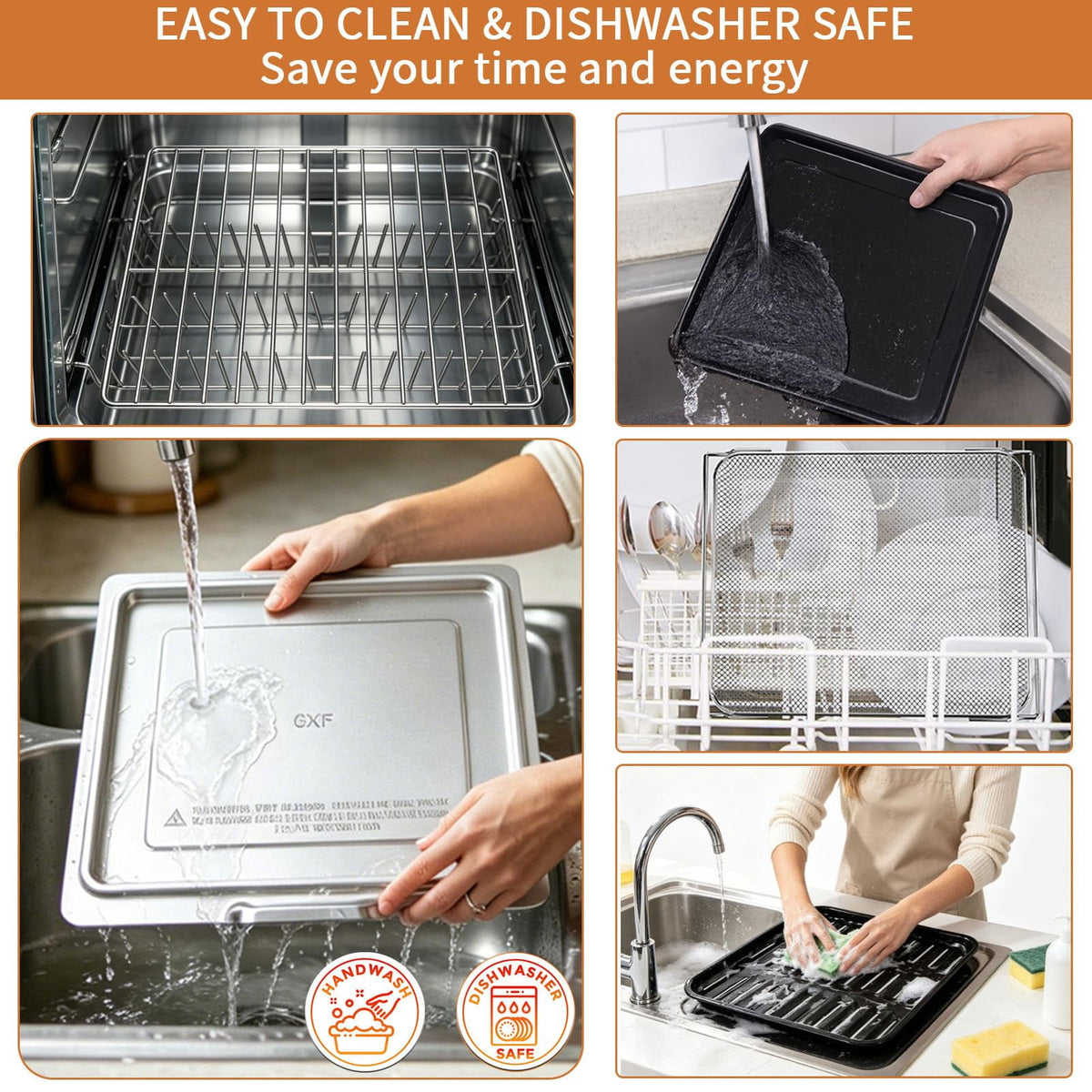 Air Fryer Replacement Parts for Ninja Flip Toaster Oven & Air Fryer SP151, 13.8''× 10.6'' Air Fryer Accessories Basket Grill Rack Crumb Tray Drip Pan