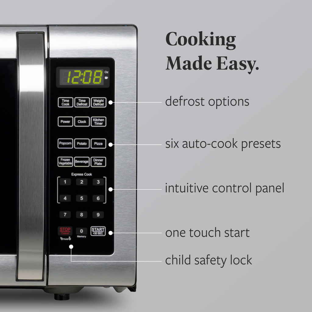 Farberware 1.1 cu ft Microwave Oven, 1000W Professional Countertop Microwave Oven, Stainless Steel