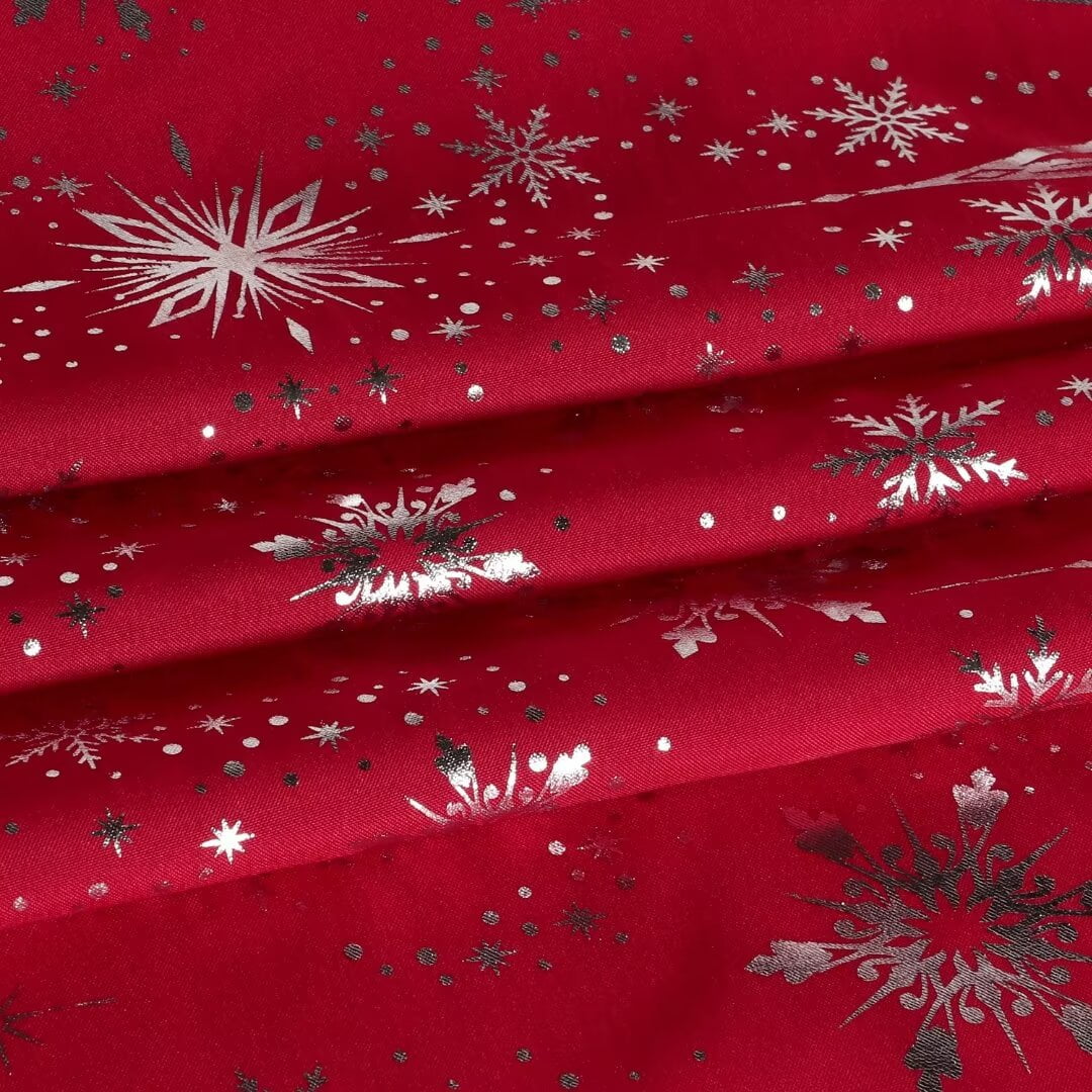 LUSHVIDA Christmas Tablecloths - Rectangle Foil Snowflake and Tree Table Cover Table Cloth Water Resistant Washshable Stain Resistant Decorative Tablecloth for Dining Festival - 60x84 inch 1 Pc