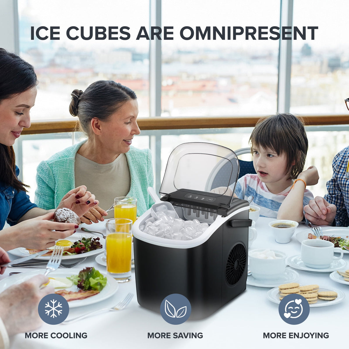 Havato Countertop Ice Maker, 8 Bullet Ice Cubes in 6 Mins, 26lbs/24H, w/ Scoop & Basket, White