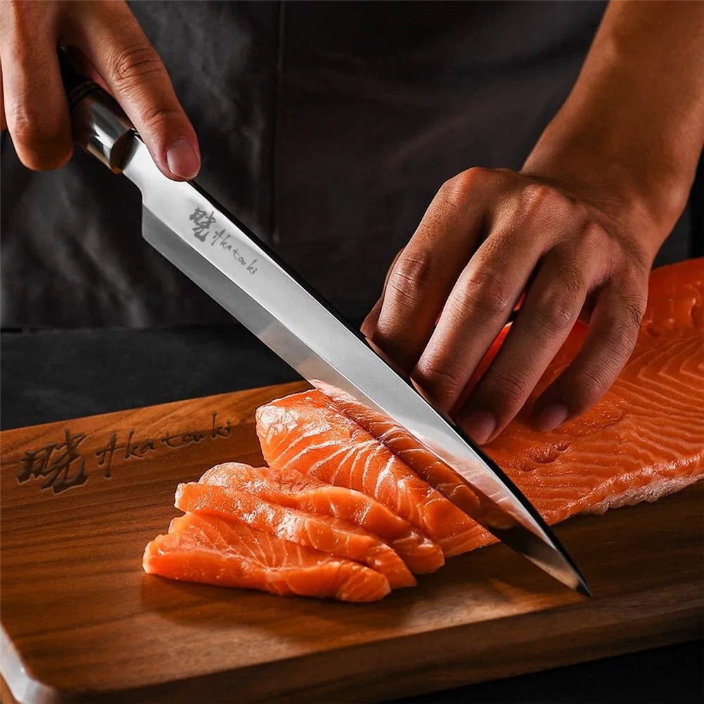 Japanese Sushi Knife 9.5inch Chef Knife for Sashimi Fish,High Carbon Stainless Steel Slicing Meat Knife with Box