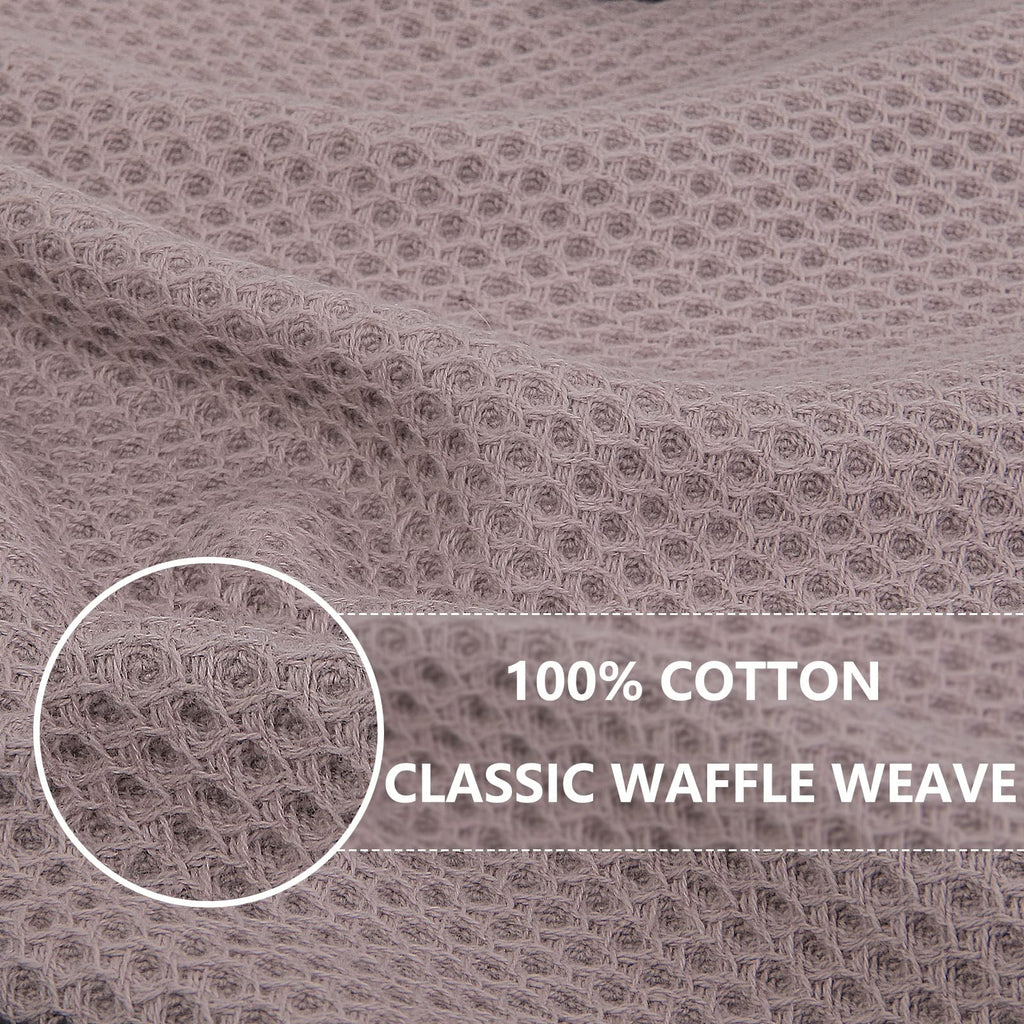 Smiry 100% Cotton Waffle Weave Kitchen Dish Towels, Ultra Soft Absorbent Quick Drying Cleaning Towel, 13x28 Inches, 4-Pack, Dark Grey