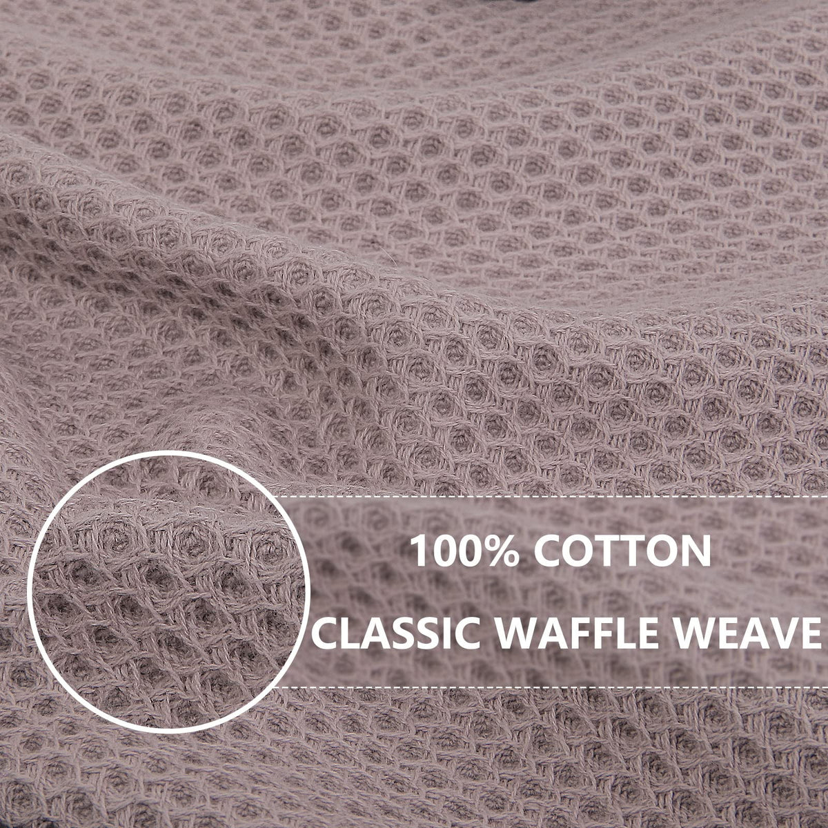 Smiry 100% Cotton Waffle Weave Kitchen Dish Towels, Ultra Soft Absorbent Quick Drying Cleaning Towel, 13x28 Inches, 4-Pack, Dark Grey