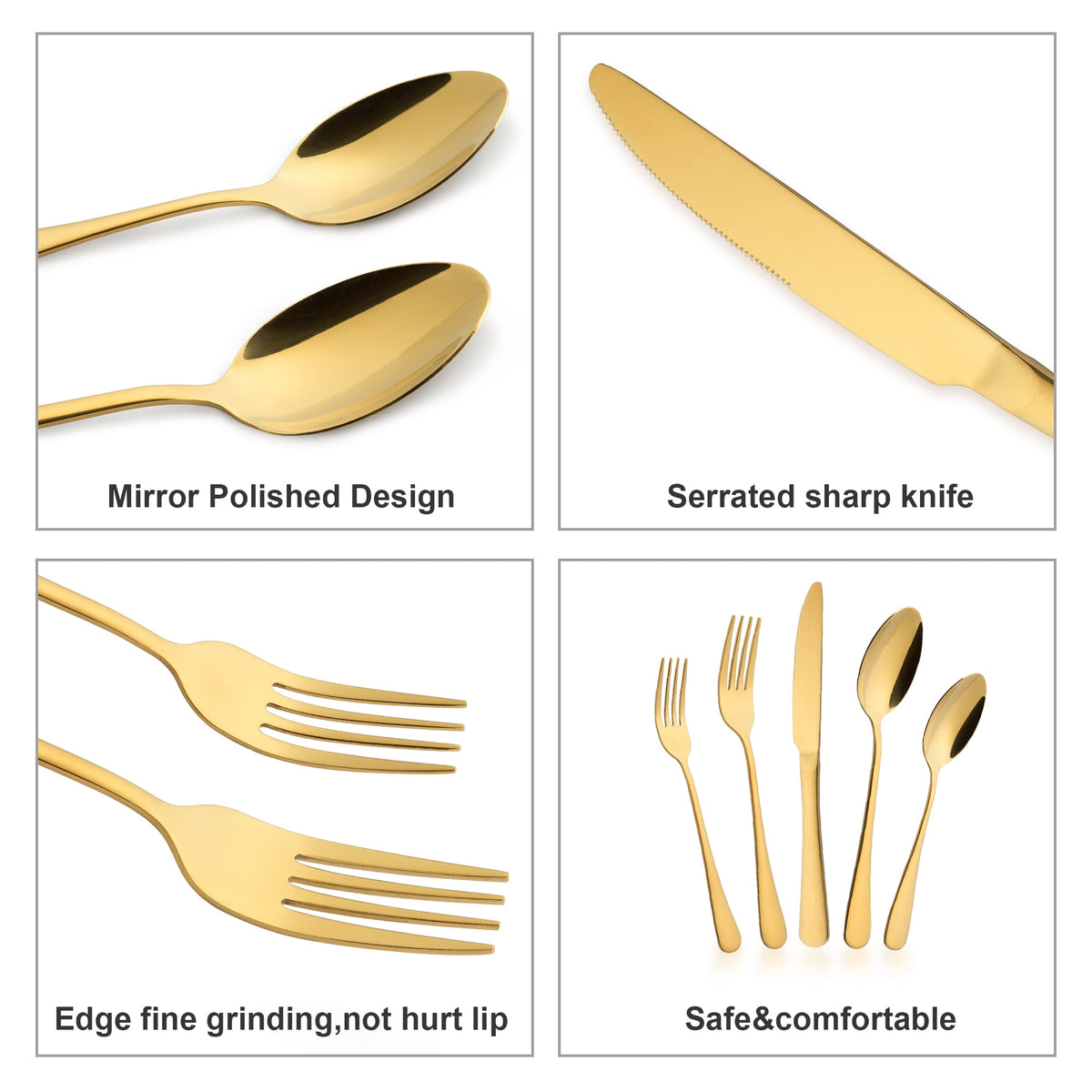 20 Piece Silverware Set, ENLOY Stainless Steel Solid Flatware Cutlery for 4, Modern & Elegant Design, High Quality Gift
