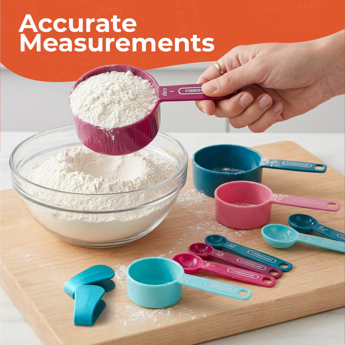 Farberware Measuring Cup & Spoon Set - 9-Pc Colorful Nesting Kitchen Tools