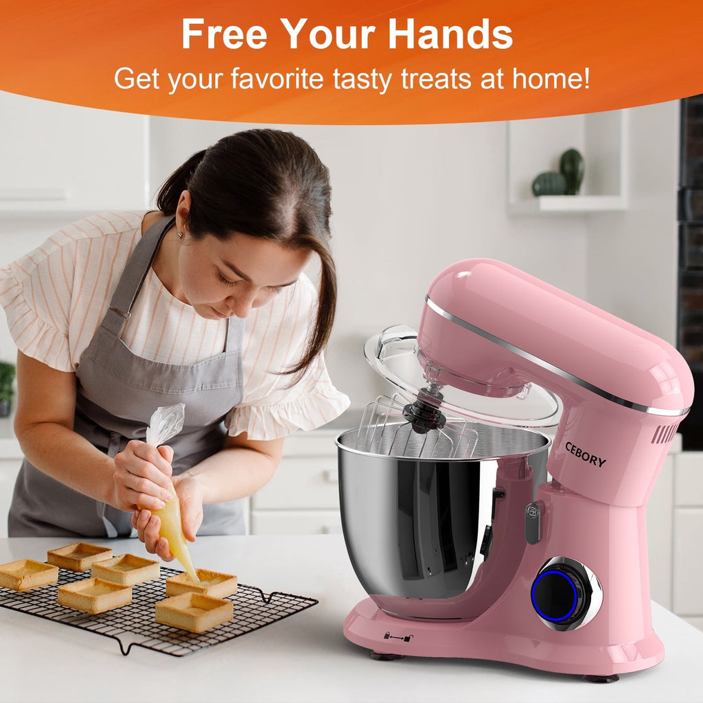 CEBORY 3-IN-1 Stand Mixer, 6.5 QT Tilt-Head 10-Speed Food Mixer, Kitchen Electric Mixer with Dough Hook, Beater, Whisk, Bowl for Most Home Cooks