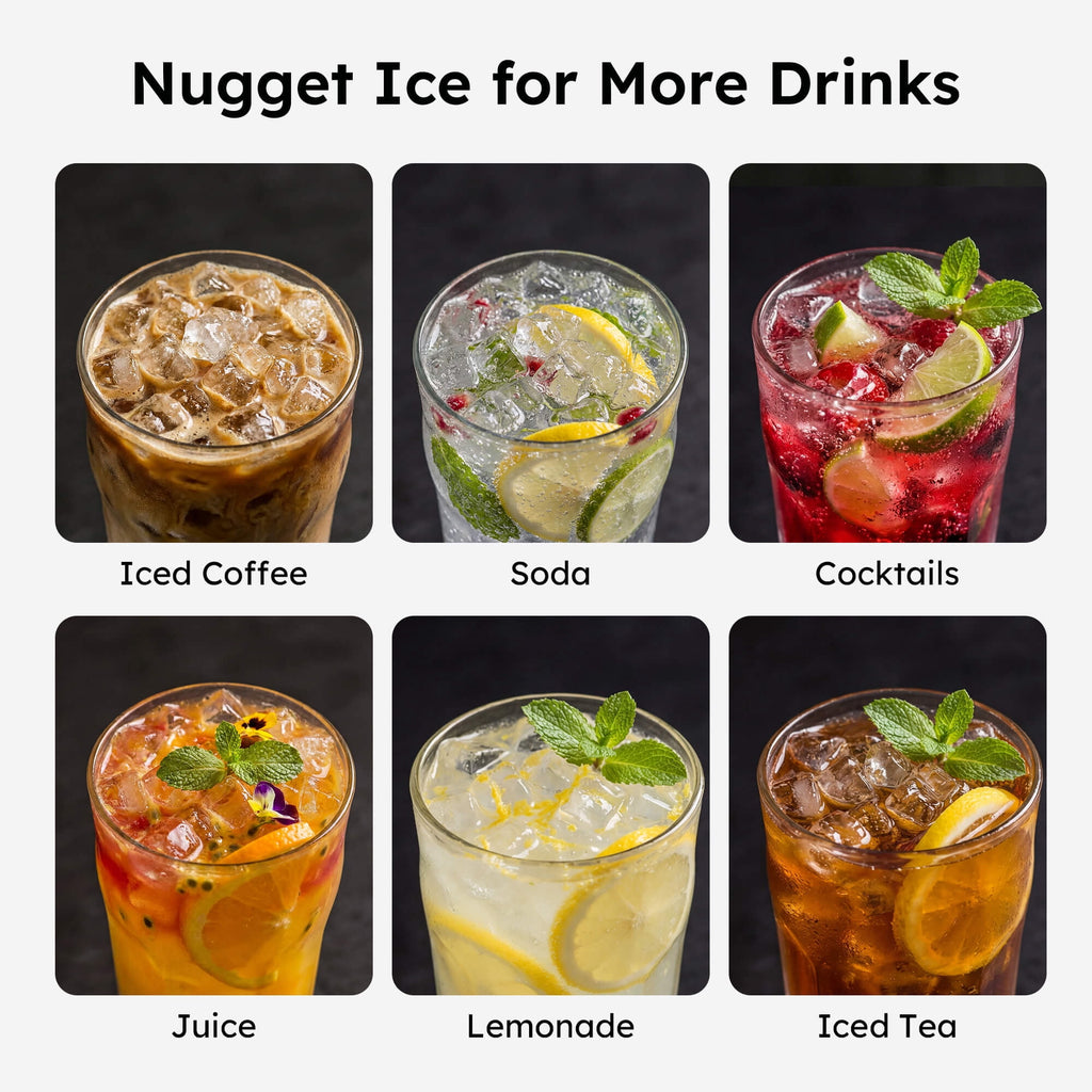 Simzlife Nugget Ice Maker Countertop, 44 lbs/24H, Soft Chewable Sonic-Style Pebble Ice machine, One-Touch Self-Cleaning, Stainless Steel Black