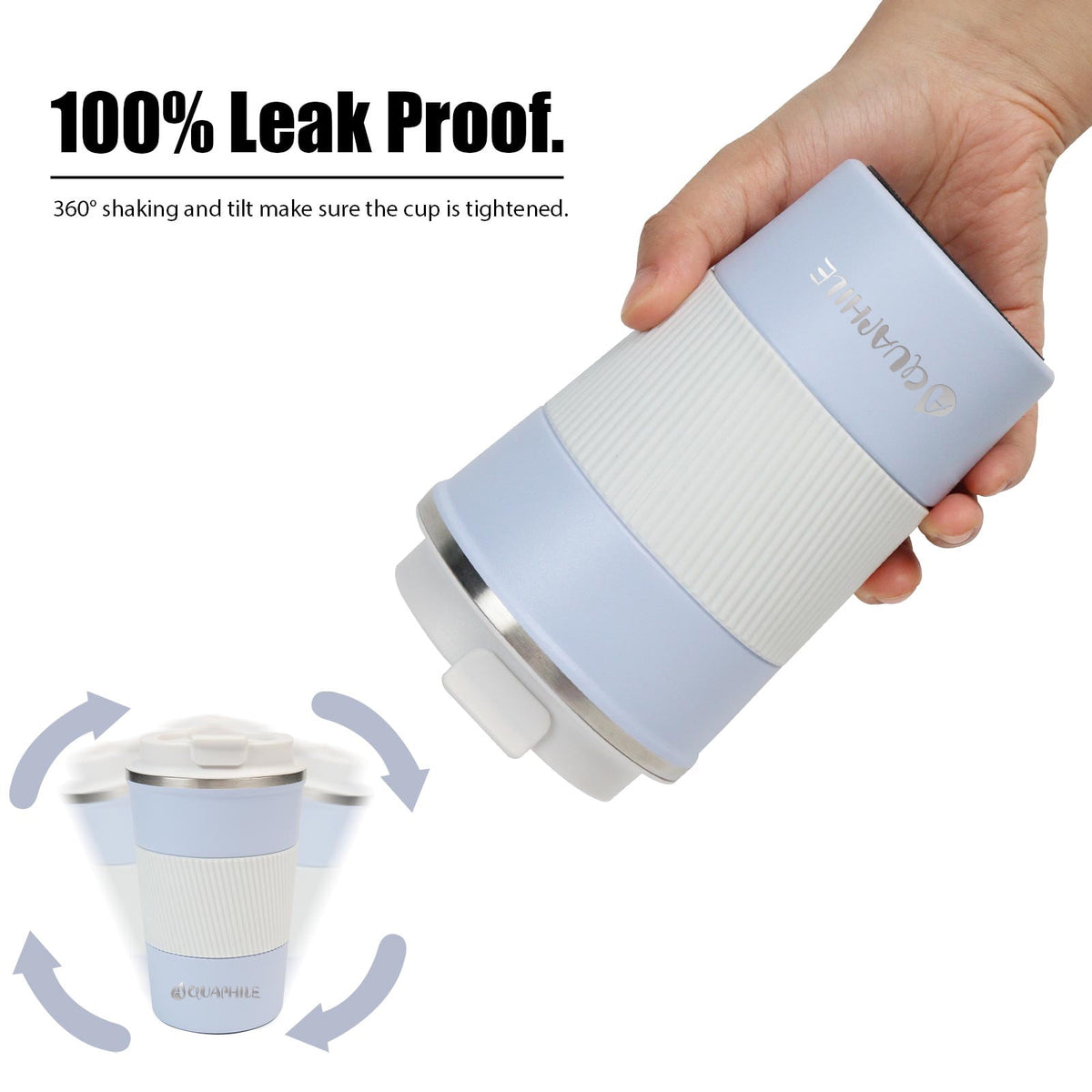 Aquaphile Vacuum Insulated Coffee Travel Mug - Double Walled Reusable Tumbler Cups Light Blue 17 Fluid Ounces