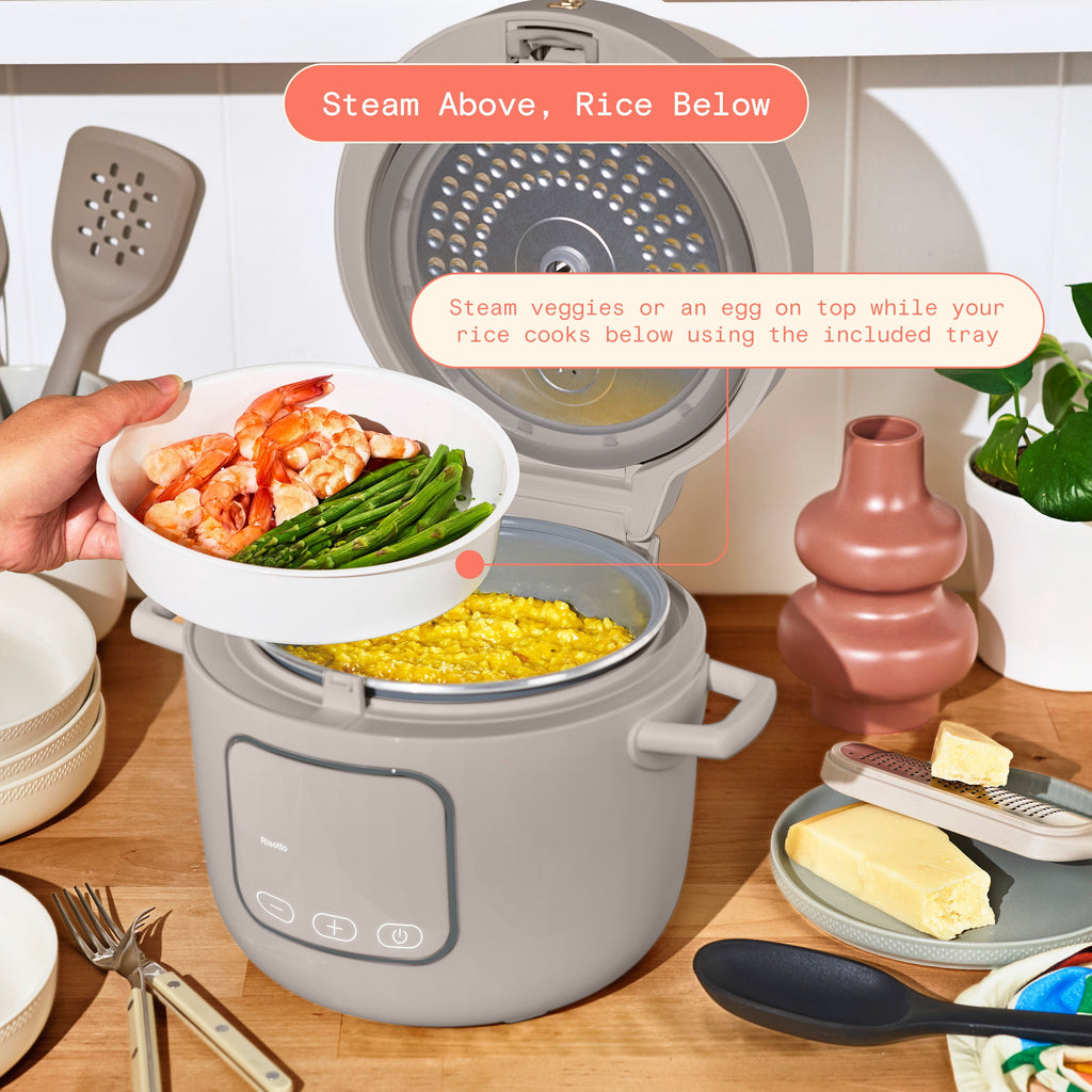 Beautiful 14-Cup Cooked, 6-Cups Uncooked Electric Rice and Grain Cooker, EverGood Ceramic Nonstick Coating, Thyme Green by Drew Barrymore