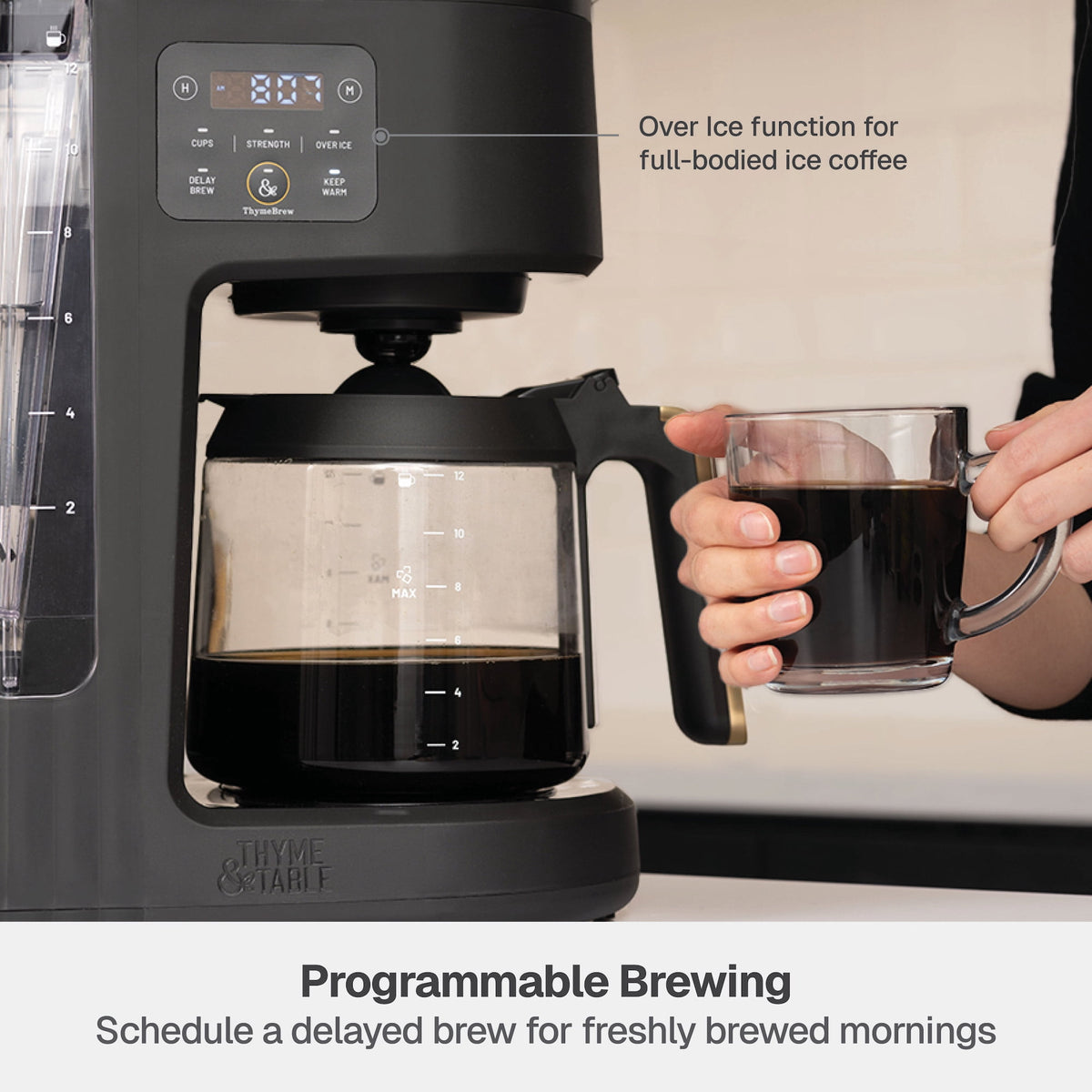 Thyme & Table 12-Cup Programmable Drip Coffee Maker, 60oz Water Reservoir, Atlantic Blue