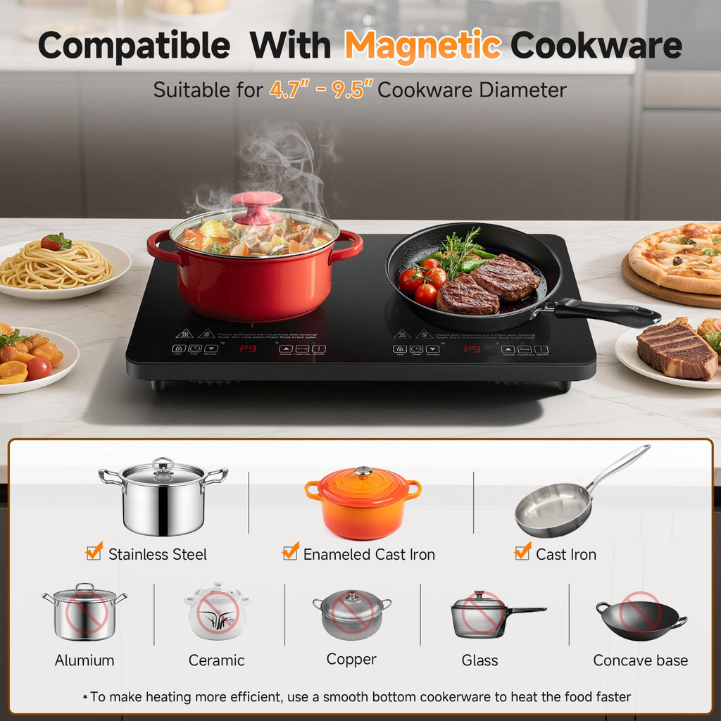 AMZCHEF Single Burner Portable Induction Cooktop 1800W Induction Countertop Burners with 6.8" Heating Coil, Black