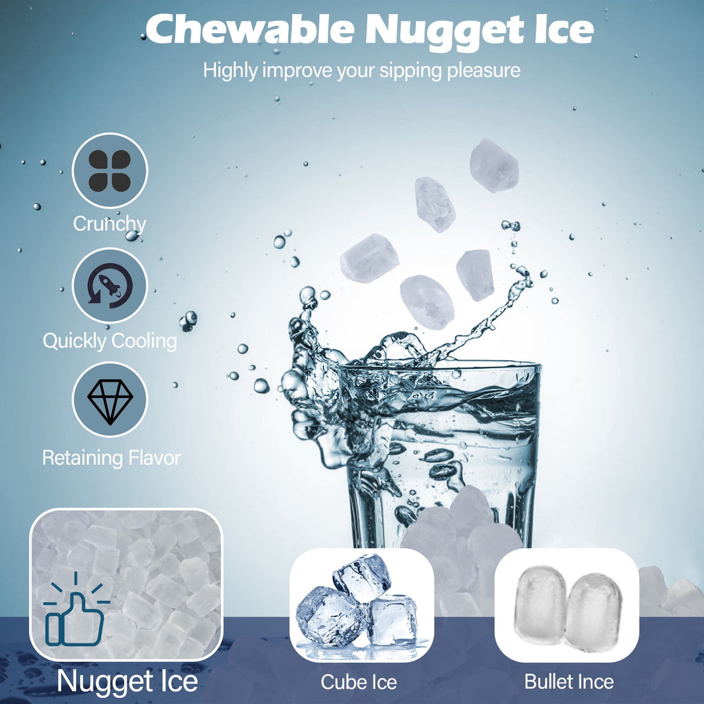 Costway 56 lbs/24 H Pepple Chewable Countertop Ice Maker with Self-Cleaning System