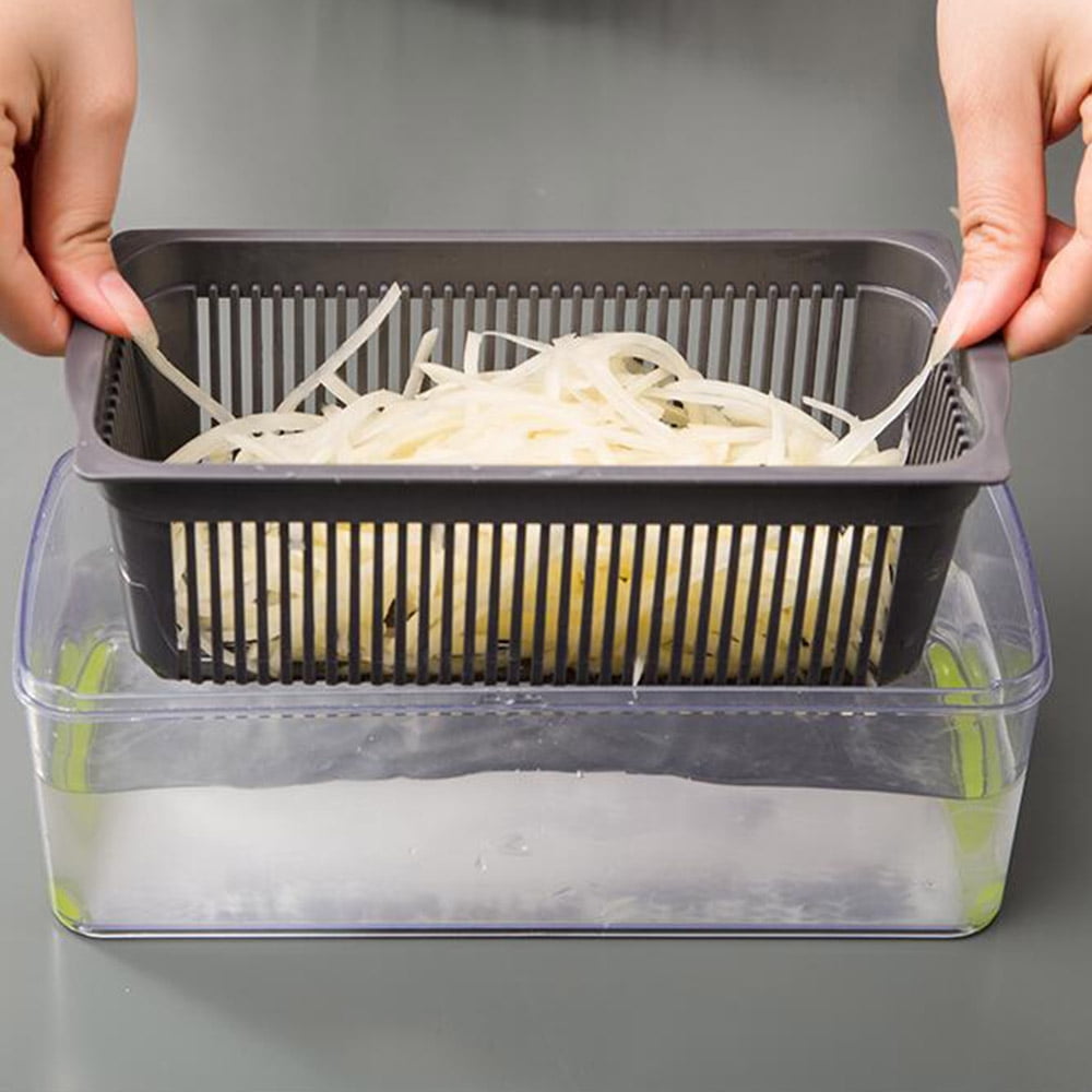 Cowin Vegetable Chopper, 14 in 1 Veggie Chopper, Multifunctional Food Cutter with Container 8 Blades