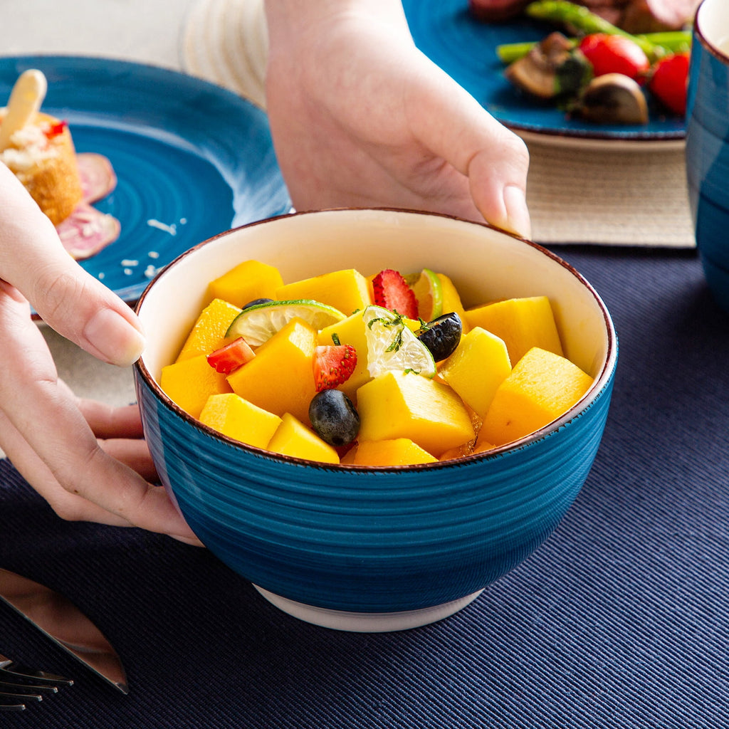 Vancasso 32 Pieces Dinnerware Sets for 8, Ceramic Plates and Bowls Sets, Scratch Resistant Dishes Set, Microwave & Dishwasher Safe, Colourful