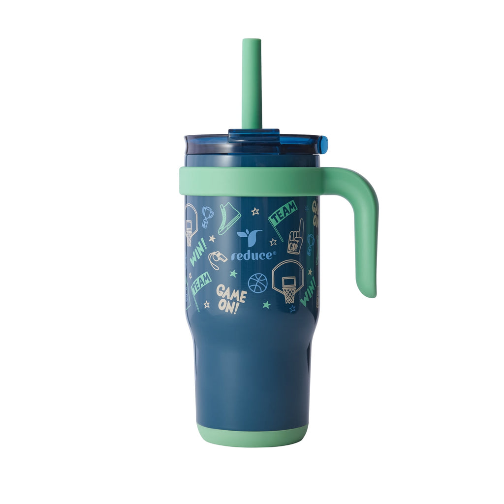 Reduce Coldee Kids Insulated Tumbler with Straw, 18oz Stainless Steel Spill-Proof Cup with Handle, Ice Cream