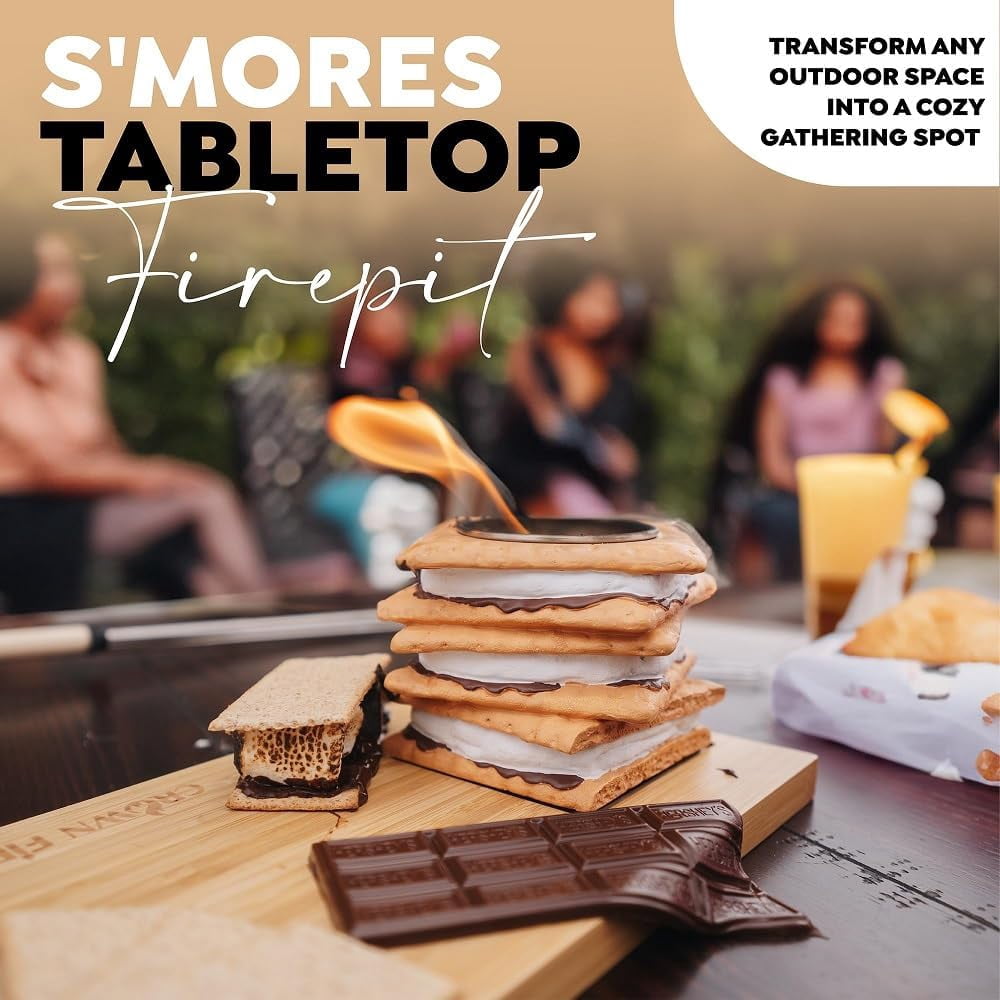 Tabletop S'Mores Maker Kit & Charcuterie Serving Set, Includes 4 Extendable Roasting Sticks, Bamboo Tray, Gift for Houswarmings, Parties and Weddings, Give Fun for Family Night