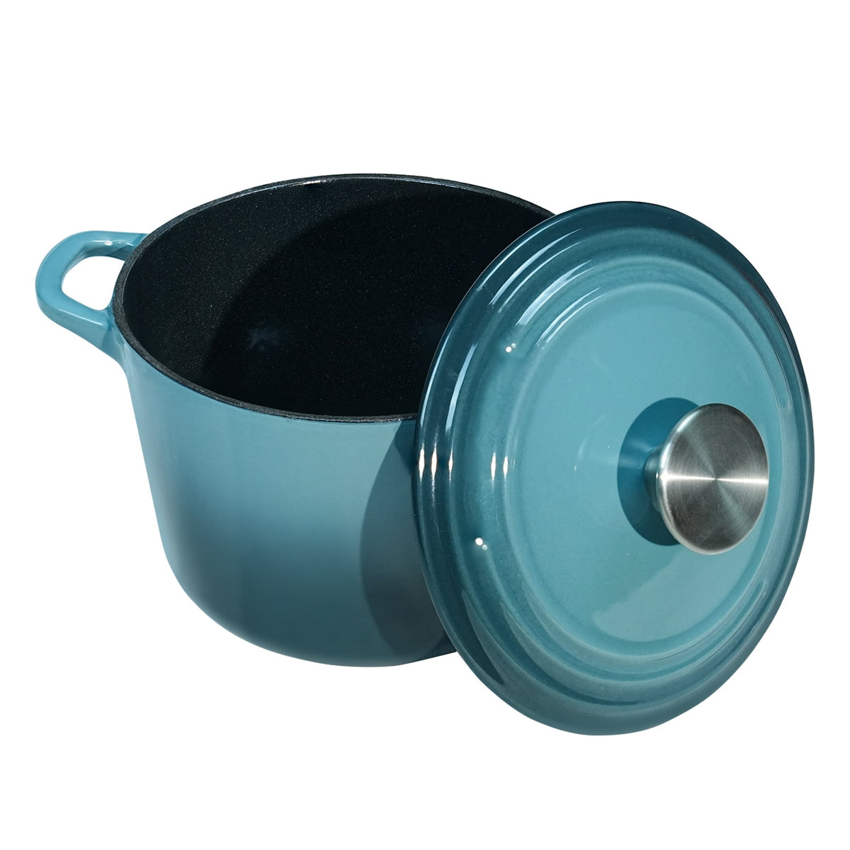 Flavehc Dutch Oven Pot with Lid 2.8 qt Cast Iron Dutch Oven for Bread Baking Slateblue Enameled Cast Iron Rice Pot with Handels