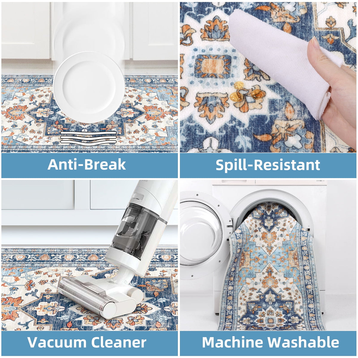 Findosom 3pcs Kitchen Rugs Set,Washable Boho Farmhouse Kitchen Mats for Floor,Non Slip Kitchen Floor Mat Carpet Runner Rugs for Entryway Hallway Laundry Home Decor 20"x32"+20"x32"+20"x47" Gray