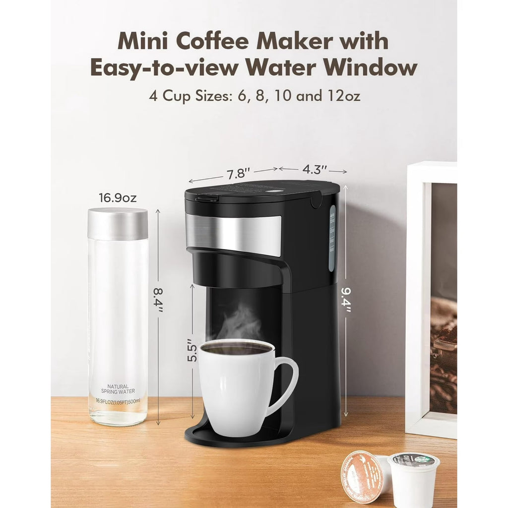 Jesslyn Single Serve Coffee Maker: Coffee Machine Compatible with K Cup Capsules & Grounds, Black