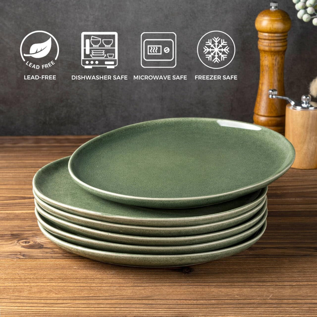 AmorArc Ceramic Plates Set of 6, 8.5 Inch Handmade Reactive Glaze Stoneware Plates set for Dessert, Salad, Appetizer, Dinner, Microwave & Dishwasher Safe, Scratch Resistant-Pearl White