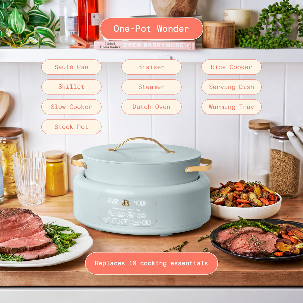 Beautiful 10 in 1, 6 Qt Electric Multi-Cooker, Thyme Green by Drew Barrymore