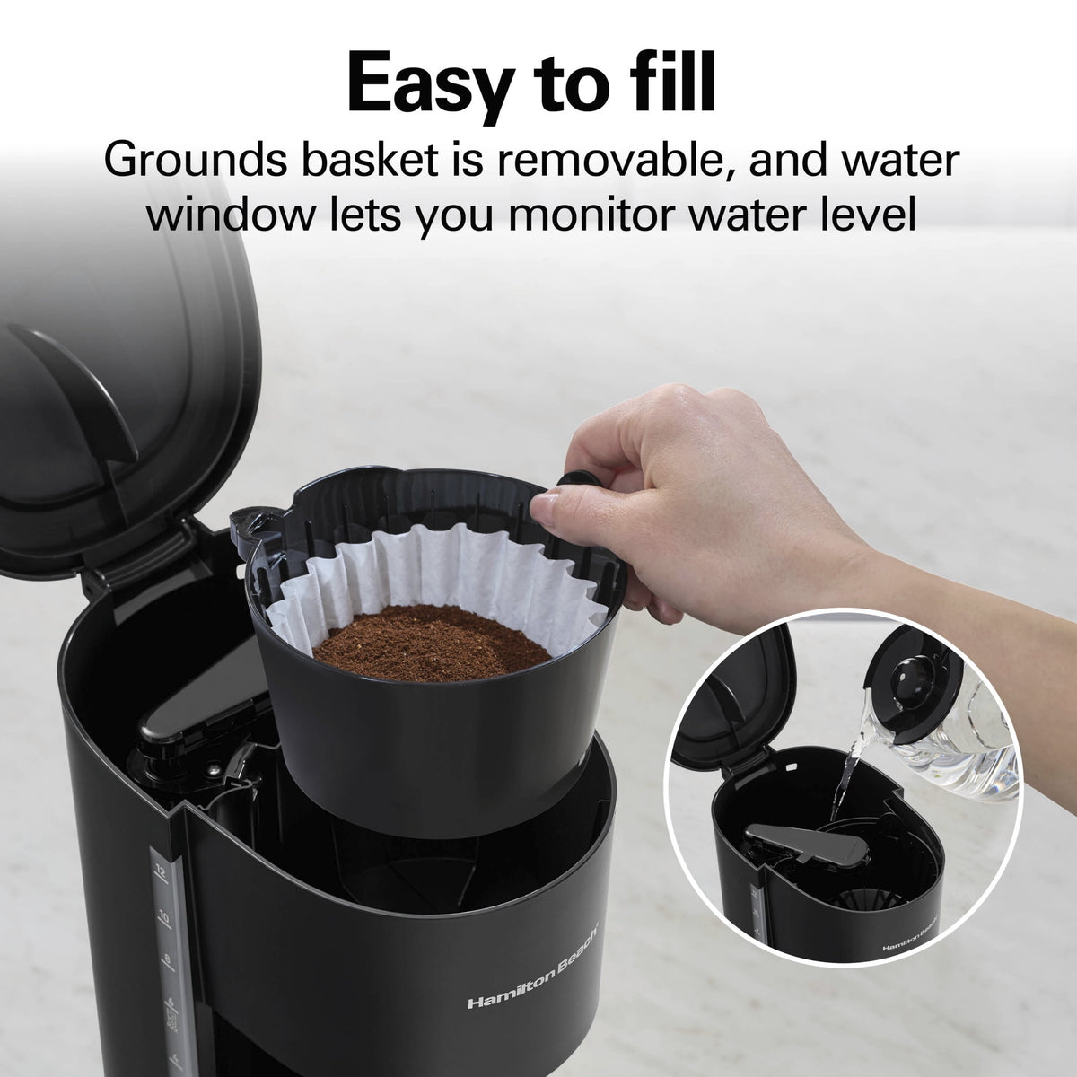 Hamilton Beach 12 Cup Programmable Coffee Maker, Glass Carafe, Matte Black