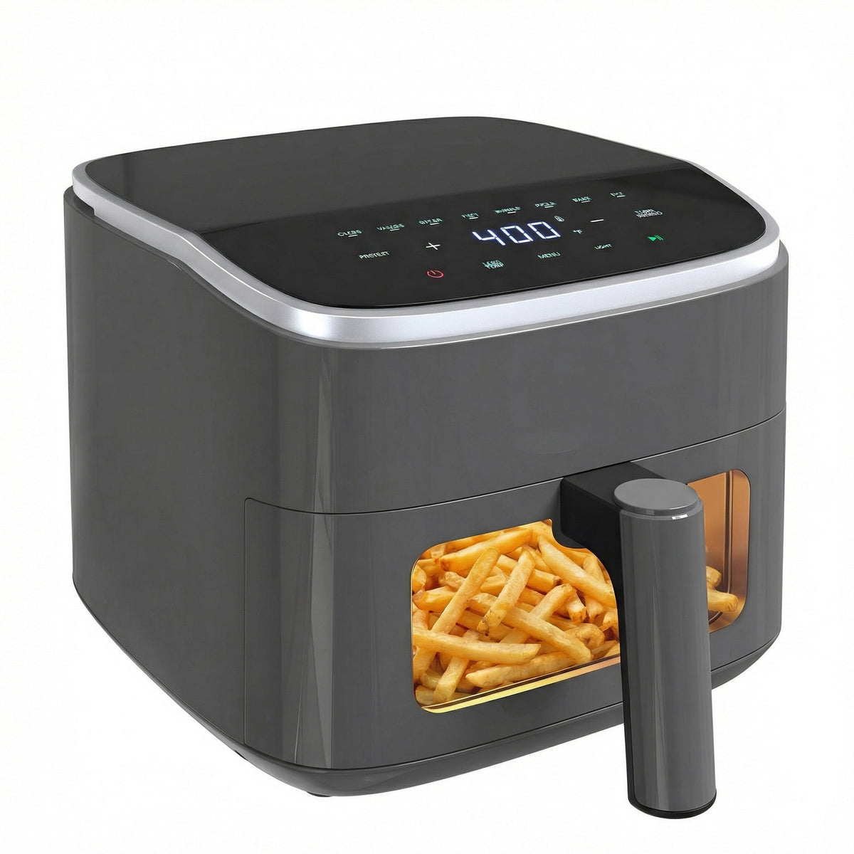 EDX 4QT Air Fryer, 1500W Digital Touchscreen with 8 Presets, Visible Window, Flip Reminder, Nonstick Dishwasher-Safe Basket, Black