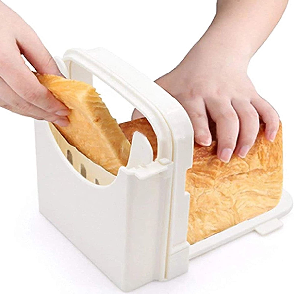 Xiyztok Bread Slicer Foldable Toast Slicer Tool Adjustable Toast Loaf Slicing Machine Plastic Bread Cutting Guide Tools for Homemade Bread Kitchen Baking Tool