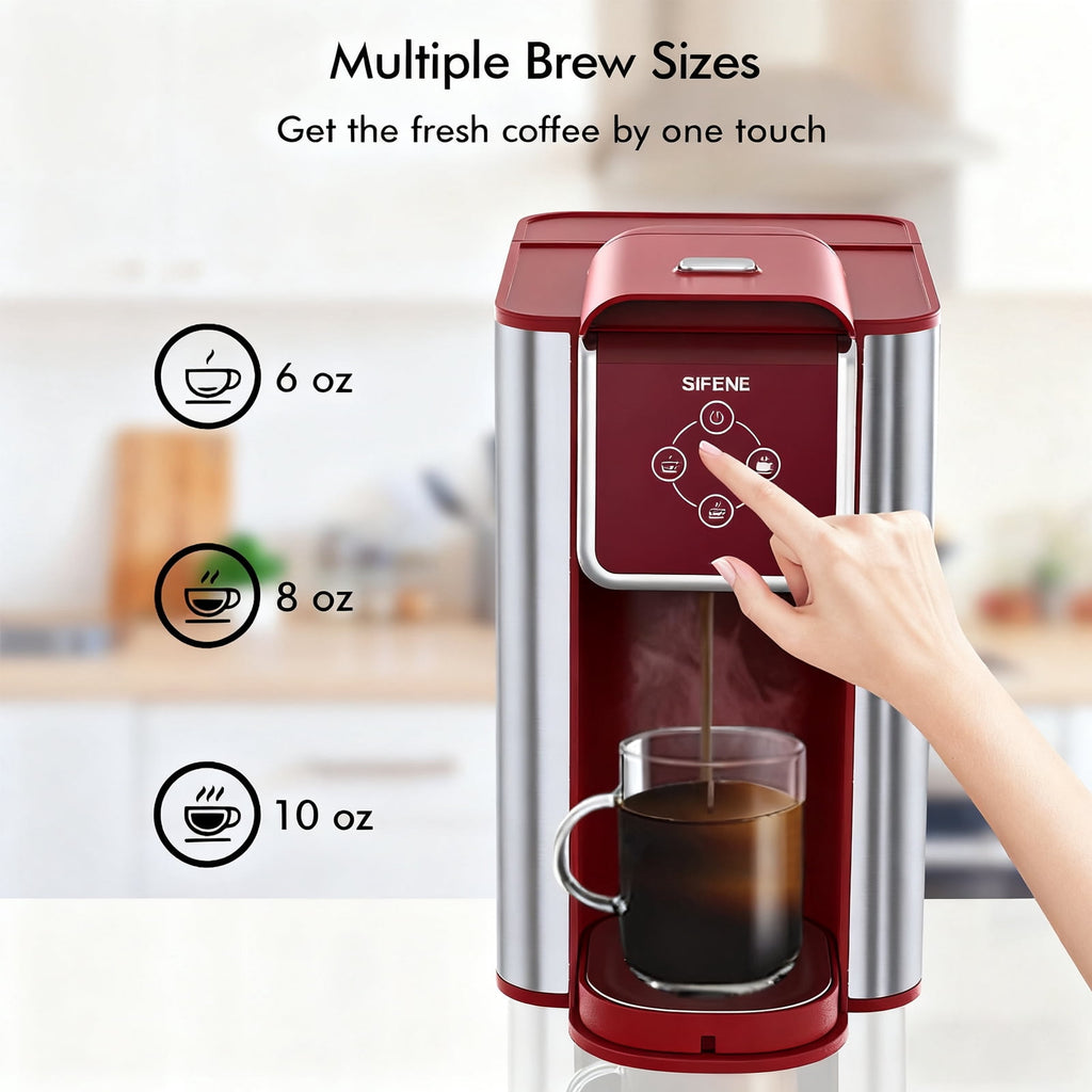 SIFENE 3-in-1 Single Serve Coffee Maker, Compatible with K Cup Capsules & Grounds, Tea Maker, 6-10 Oz Brew Sizes, 50 Oz Removable Reservoir, Fast Brew, Compact Design, 120V 1150W, Black